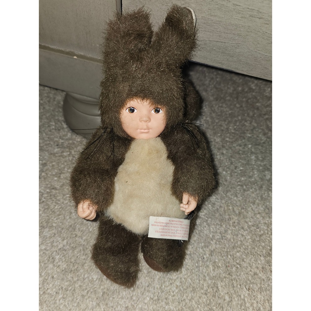 Anne Geddes Unimax Brown Bunny Rabbit Baby Doll Plush Collectible Decor